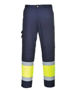 Portwest L049 Hi-Vis Lightweight Contrast Class 1 Service Trousers in Yellow/Navy
