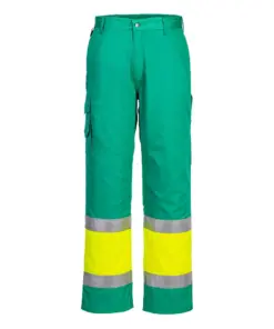 Portwest L049 Hi-Vis Lightweight Contrast Class 1 Service Trousers in Yellow/Teal