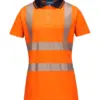 Portwest LW72 Hi-Vis Women's Cotton Comfort Pro Polo Shirt Short Sleeve in Orange/Black