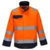 Portwest MV35 Modaflame Work HVO Multi-Norm Contrast FR Jacket in Orange/Navy