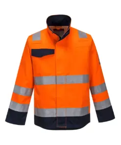 Portwest MV35 Modaflame Work HVO Multi-Norm Contrast FR Jacket in Orange/Navy
