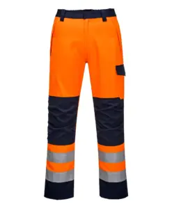Portwest MV36 Modaflame Work HVO Multi-Norm Contrast Trousers in Orange/Navy