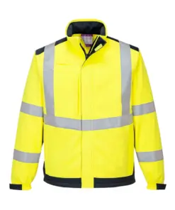 Portwest MV72 Modaflame Softshell Hi-Vis Multi-Norm FR Jacket in Yellow/Navy