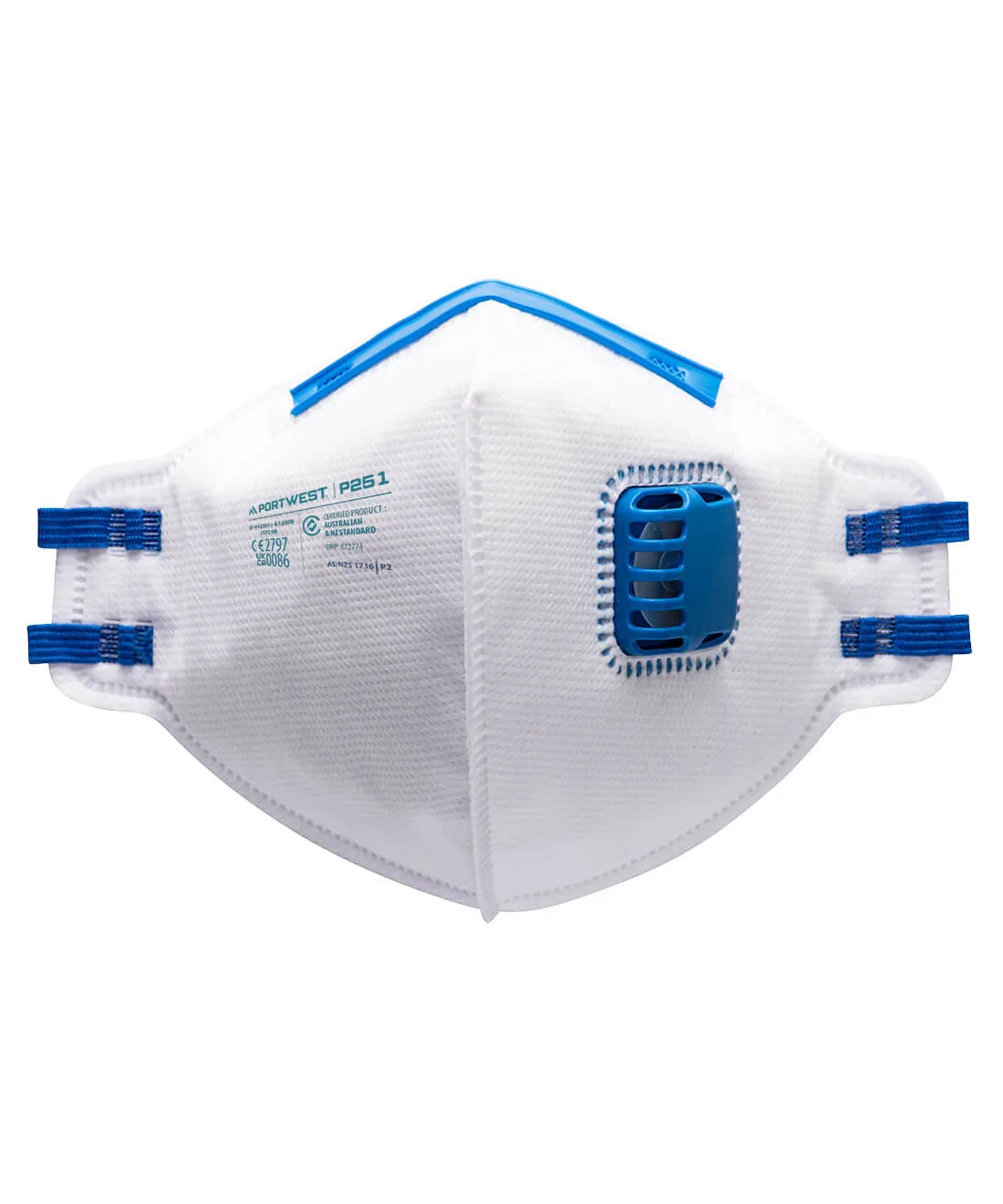 Portwest P251 FFP2 Valved Fold Flat Respirator 20-Pack in White