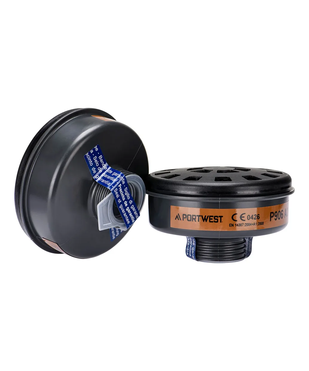 Portwest P906 A2 Gas Filter Universal Thread 6-Pack in Black