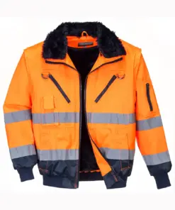 Portwest PJ50 Hi-Vis 3-in-1 Contrast Pilot Jacket in Orange/Navy