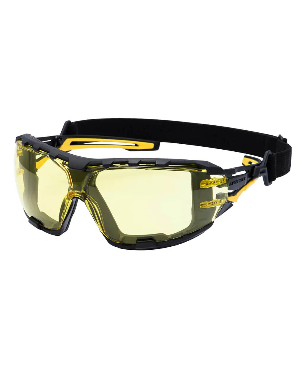 Portwest PR02 Anthracite Wraparound Plus Safety Glasses in Amber