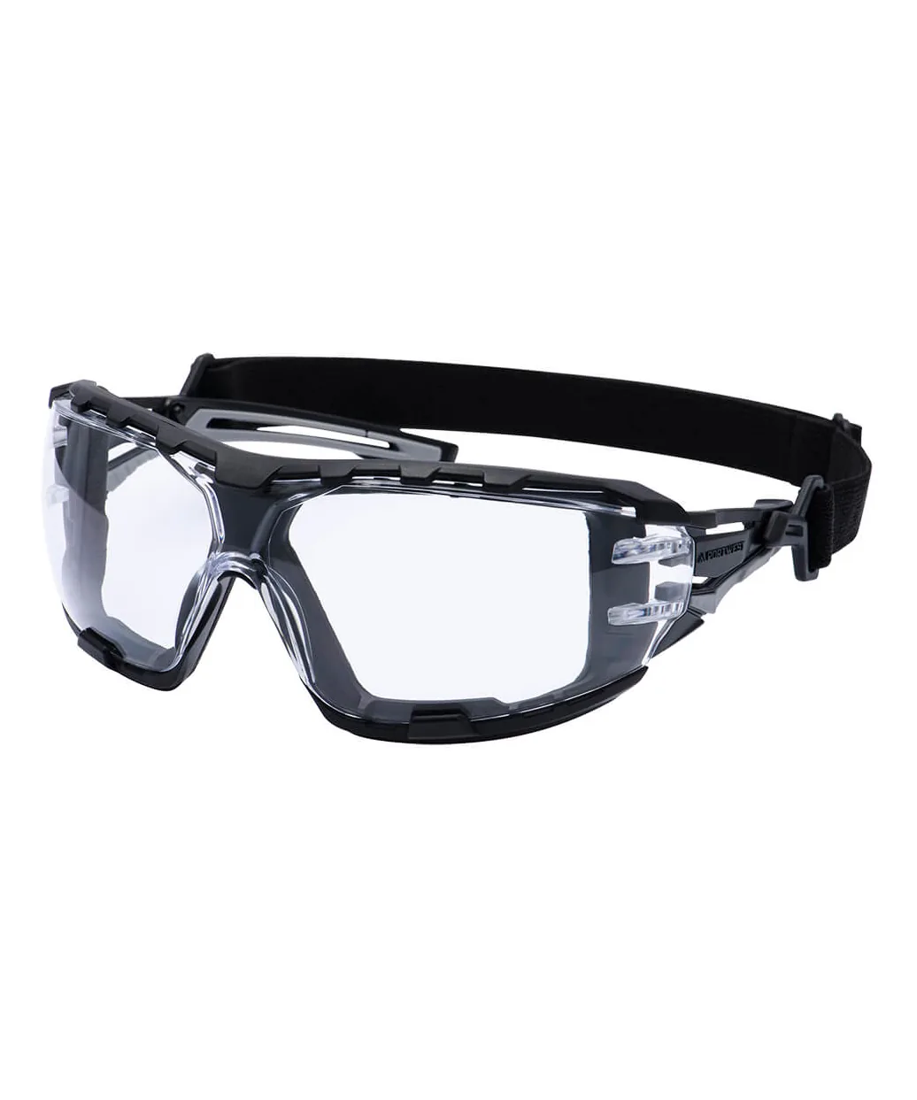 Portwest PR02 Anthracite Wraparound Plus Safety Glasses in Clear