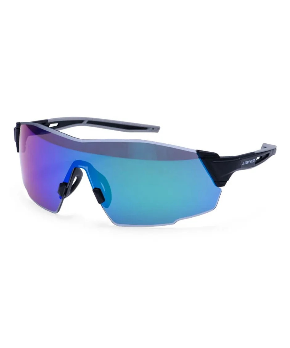 Portwest PT01 Sporty Shield Safety Glasses in Blue Mirror