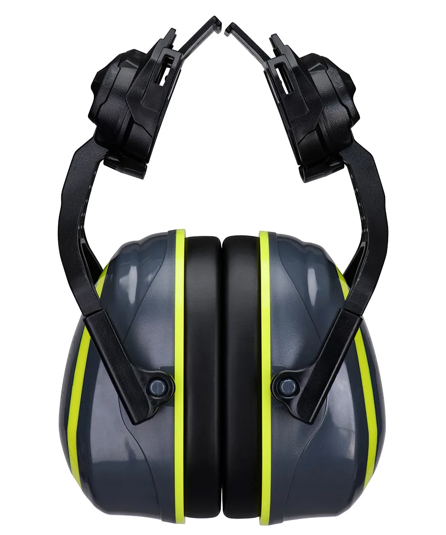 Portwest PW04 HV Extreme Ear Defenders Medium Clip-On Metal Free in Grey/Yellow