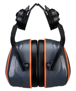 Portwest PW05 HV Extreme Ear Defenders High Clip-On Metal Free in Grey/Orange
