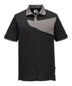 Portwest PW210 Two Tone Polo Shirt Short Sleeve in Black/Zoom Grey