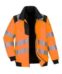 Portwest PW302 PW3 Hi-Vis 3-in-1 Pilot Jacket in Orange/Black