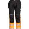 Portwest PW307 PW3 Hi-Vis Class 1 Holster Pocket Trousers in Orange/Black