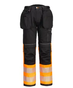 Portwest PW307 PW3 Hi-Vis Class 1 Holster Pocket Trousers in Orange/Black