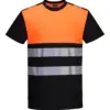 Portwest PW311 PW3 Hi-Vis Cotton Comfort Class 1 T-Shirt Short Sleeve in Black/Orange