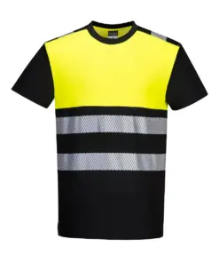 Portwest PW311 PW3 Hi-Vis Cotton Comfort Class 1 T-Shirt Short Sleeve in Black/Yellow