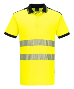 Portwest PW317 PW3 Hi-Vis Cotton Comfort Polo Shirt Short Sleeve in Yellow/Black