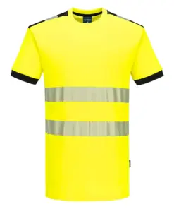 Portwest PW318 PW3 Hi-Vis Cotton Comfort T-Shirt Short Sleeve in Yellow/Black