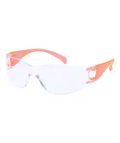 Portwest PW32 Wrap Around Safety Glasses in Clear/Orange Hi-Vis