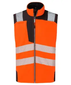 Portwest PW325 PW3 Hi-Vis Softshell Gilet (3L) in Orange/Black