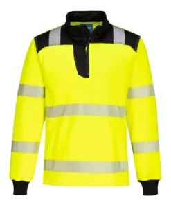 Portwest PW326 PW3 Hi-Vis 1/4 Zip Sweatshirt in Yellow/Black