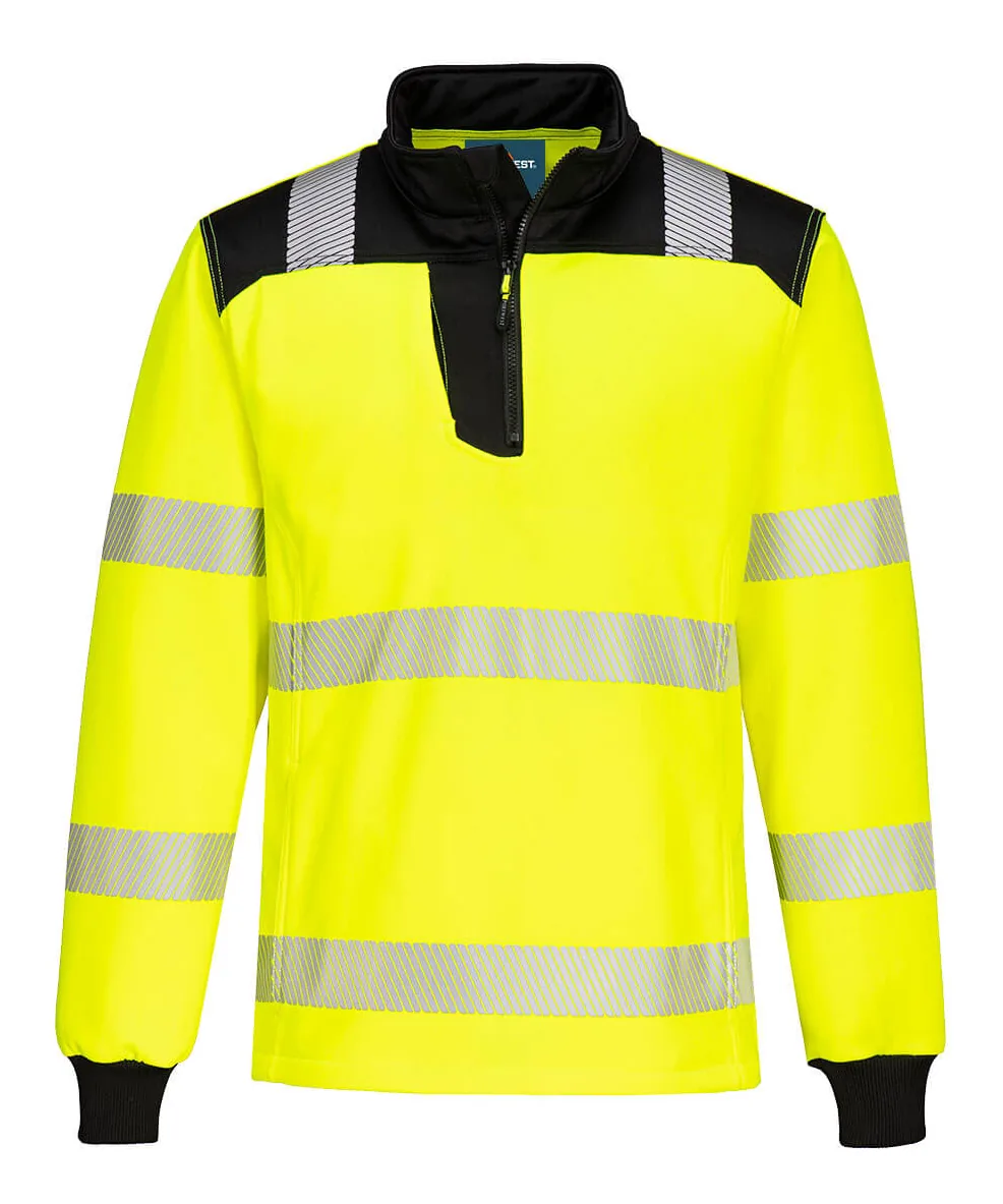 Portwest PW326 PW3 Hi-Vis 1/4 Zip Sweatshirt in Yellow/Black