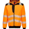 Portwest PW327 PW3 Hi-Vis Zip Hoodie in Orange/Black