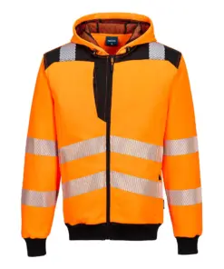 Portwest PW327 PW3 Hi-Vis Zip Hoodie in Orange/Black
