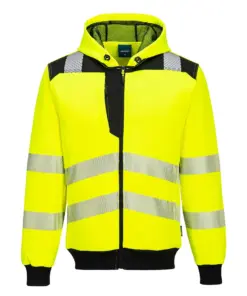 Portwest PW327 PW3 Hi-Vis Zip Hoodie in Yellow/Black
