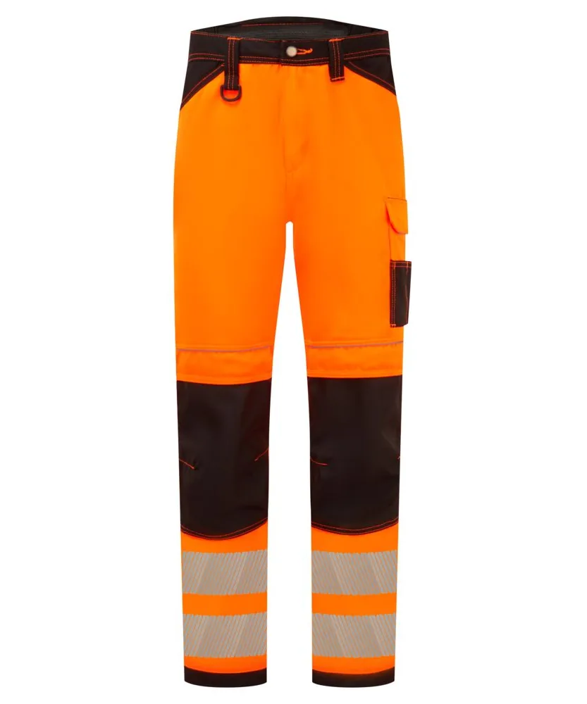 Portwest PW340 PW3 Hi-Vis Work Trousers in Orange/Black