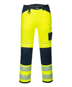 Portwest PW340 PW3 Hi-Vis Work Trousers in Yellow/Navy