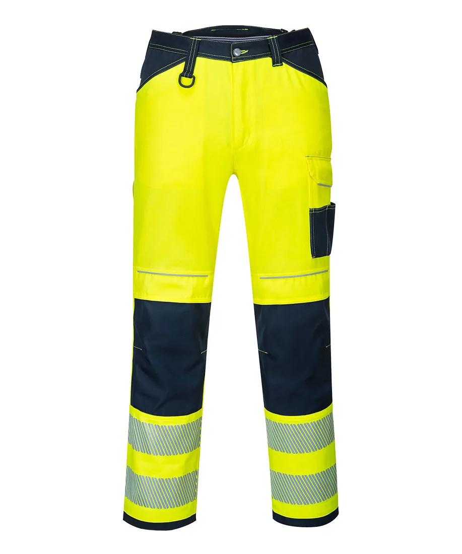 Portwest PW340 PW3 Hi-Vis Work Trousers in Yellow/Navy