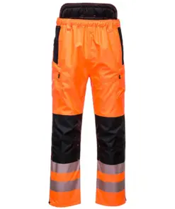 Portwest PW342 PW3 Hi-Vis Extreme Rain Trousers in Orange/Black