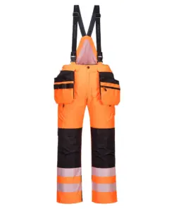 Portwest PW351 PW3 Hi-Vis Winter Trousers in Orange/Black