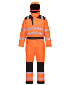 Portwest PW352 PW3 Hi-Vis Winter Coverall in Orange/Black