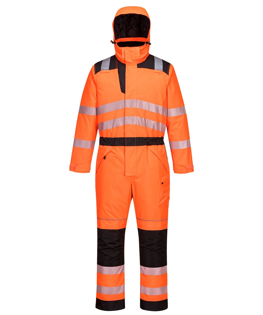 Portwest PW352 PW3 Hi-Vis Winter Coverall in Orange/Black