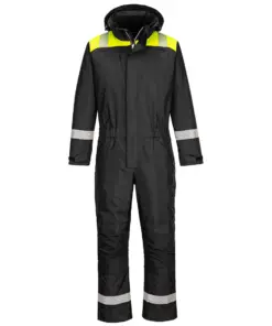Portwest PW353 PW3 Winter Coverall in Black/Yellow