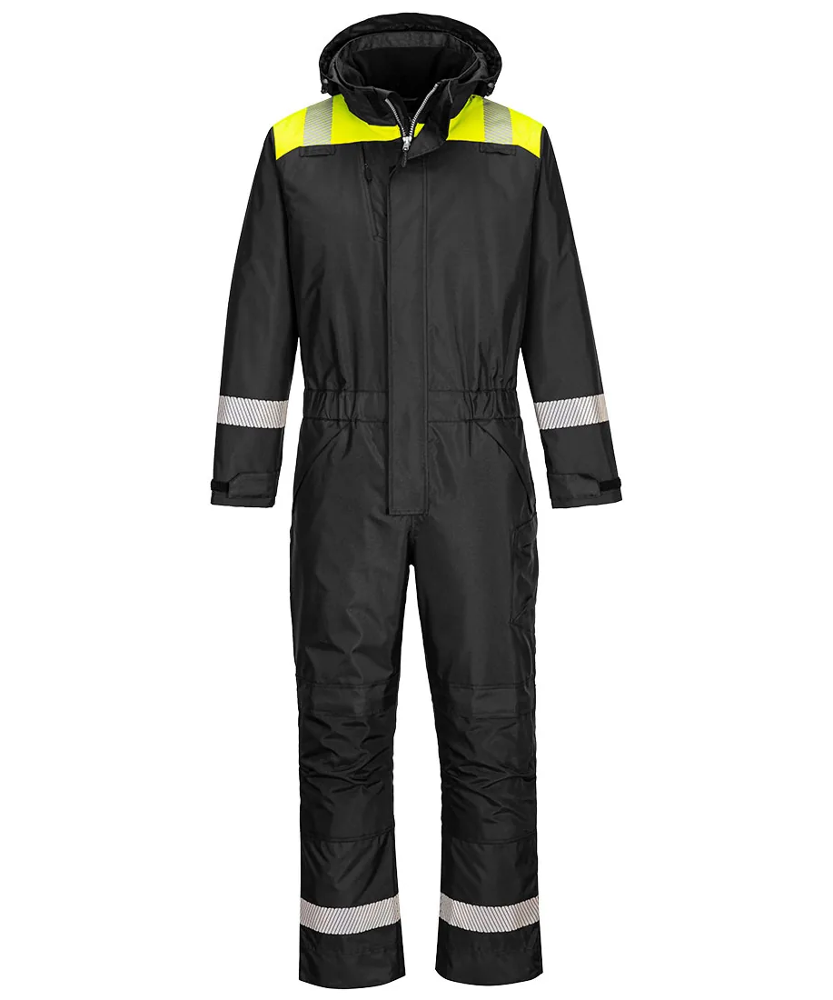 Portwest PW353 PW3 Winter Coverall in Black/Yellow