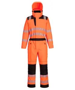 Portwest PW355 PW3 Hi-Vis Rain Coverall in Orange/Black