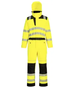 Portwest PW355 PW3 Hi-Vis Rain Coverall in Yellow/Black