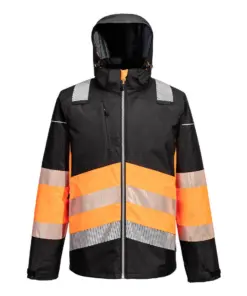 Portwest PW364 PW3 Hi-Vis Class 1 Winter Jacket in Orange/Black