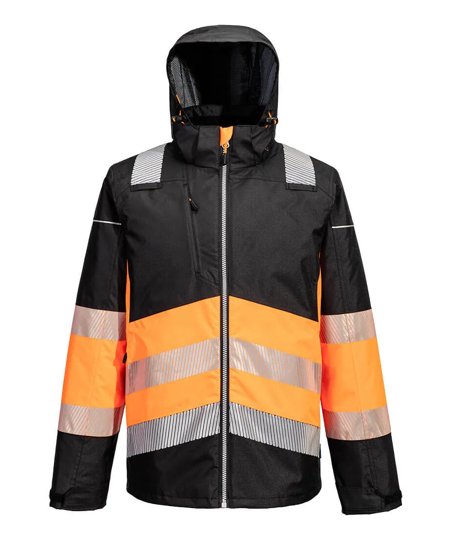 Portwest PW364 PW3 Hi-Vis Class 1 Winter Jacket in Orange/Black