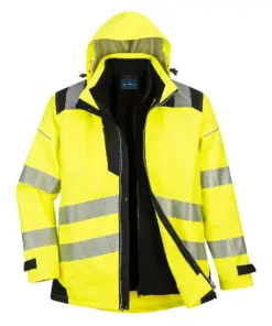 Portwest PW365 PW3 Hi-Vis 3-in-1 Jacket in Yellow/Black