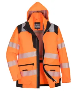 Portwest PW367 PW3 Hi-Vis Breathable 5-in-1 Jacket in Orange/Black