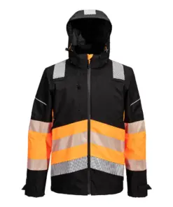 Portwest PW368 PW3 Hi-Vis Class 1 Extreme Rain Jacket in Orange/Black