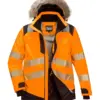 Portwest PW369 PW3 Hi-Vis Winter Parka Jacket in Orange/Black
