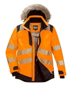 Portwest PW369 PW3 Hi-Vis Winter Parka Jacket in Orange/Black