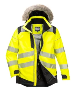 Portwest PW369 PW3 Hi-Vis Winter Parka Jacket in Yellow/Black