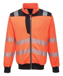 Portwest PW370 PW3 Hi-Vis Zip Sweatshirt in Orange/Black